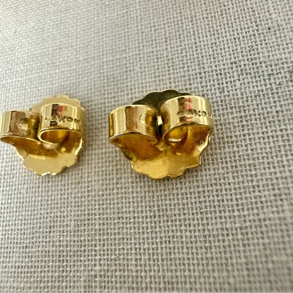 Vintage Avon Gold- and Silver-Tone Rhinestone 1” Pierced Fashion Earrings - Picture 4 of 11